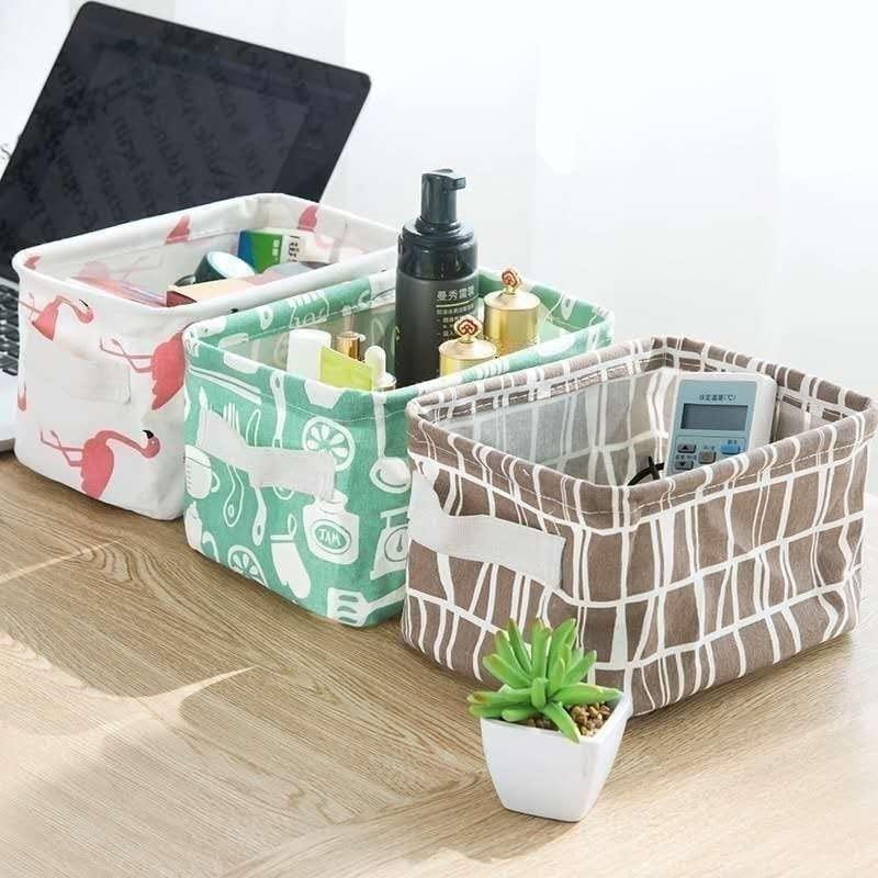 Foldable Canvas Storage Basket – Durable Fabric Bin with Handles for Home Organization