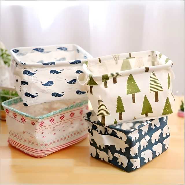 Foldable Canvas Storage Basket – Durable Fabric Bin with Handles for Home Organization