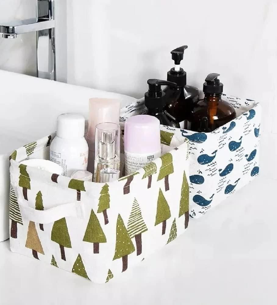 Foldable Canvas Storage Basket – Durable Fabric Bin with Handles for Home Organization