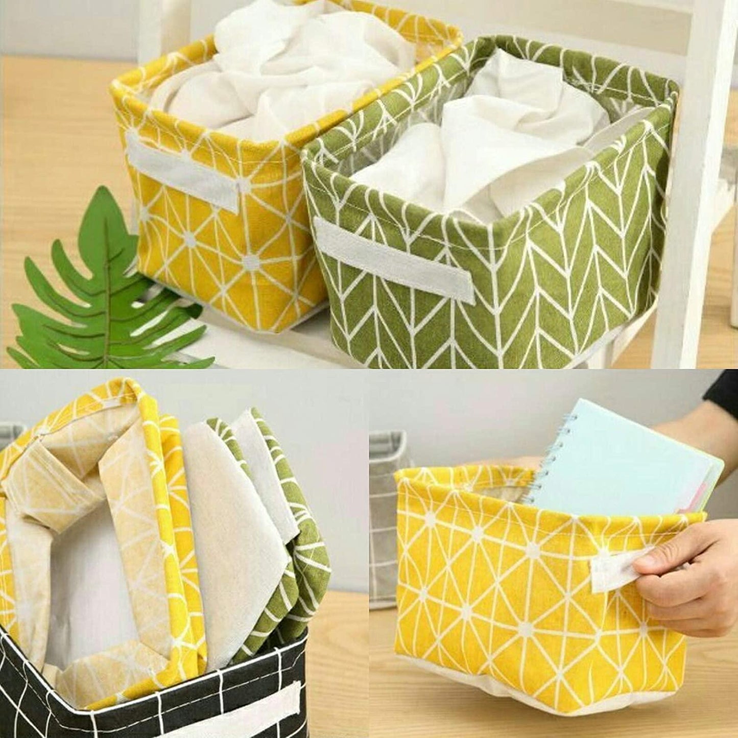 Foldable Canvas Storage Basket – Durable Fabric Bin with Handles for Home Organization